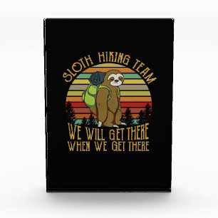 Camper Gift Vintage Sloth Hiking Team Birthday Photo Block