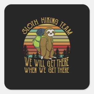 Camper Gift Vintage Sloth Hiking Team Birthday Square Sticker