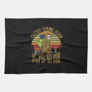 Camper Gift Vintage Sloth Hiking Team Birthday Tea Towel