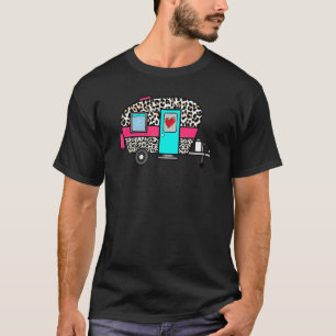Camper Happy Summer Camp Camping Leopard Funny Gla T-Shirt