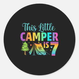 Camper Kids Birthday 7 Years Old Camping 7th B-day Classic Round Sticker