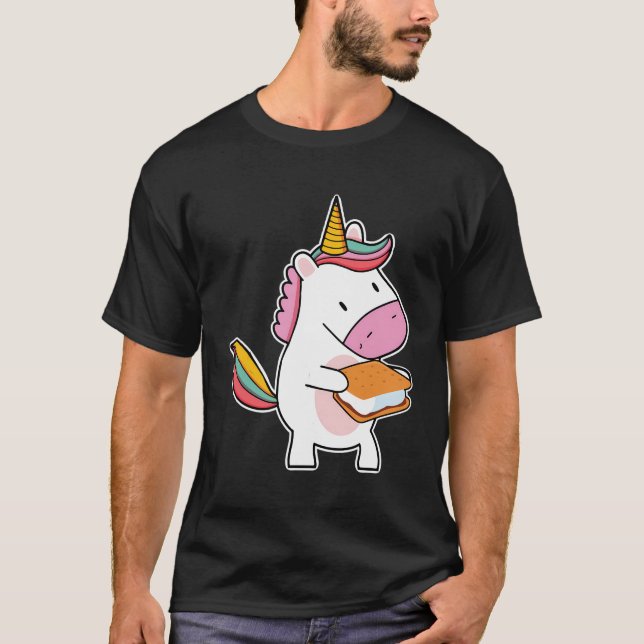 Camper Kids Cute Smore Unicorn Marshmallow T-Shirt (Front)