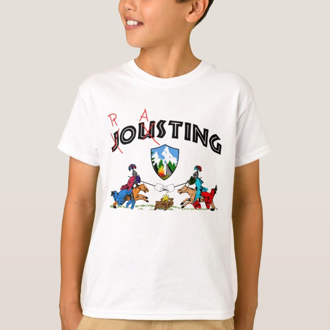 Camper Knights Roasting Marshmallow On Lance Funny T-Shirt (Front)