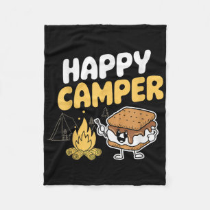 Camper Marshmallow Camping Smores Kawaii Smores  Fleece Blanket