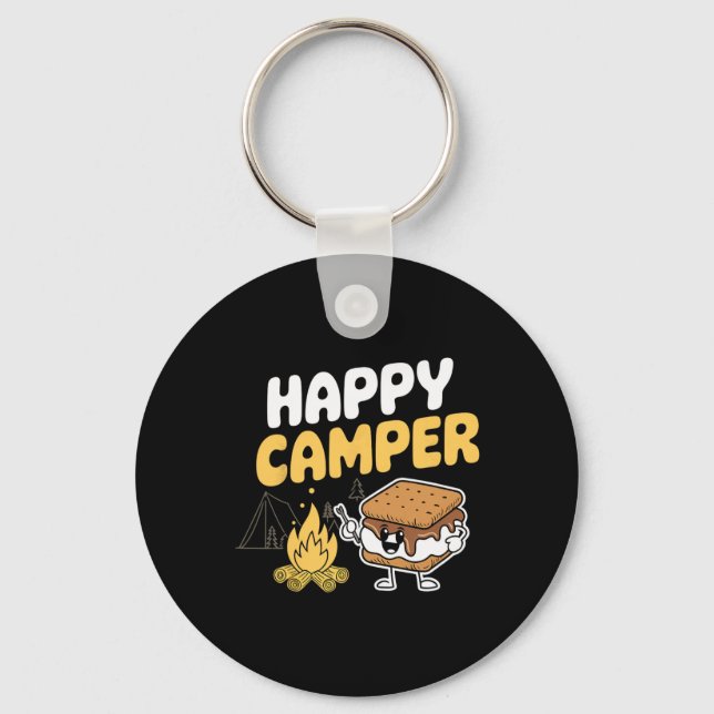 Camper Marshmallow Camping Smores Kawaii S'mores  Key Ring (Front)