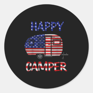 Camper Merica American Happy Pride Flag 4th Of Jul Classic Round Sticker