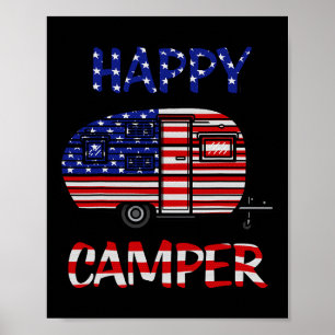 Camper Merica American Happy Pride Flag 4th Of Jul Poster