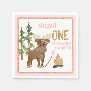 Camper Pink Buffalo 1st Birthday with Moose Napkin