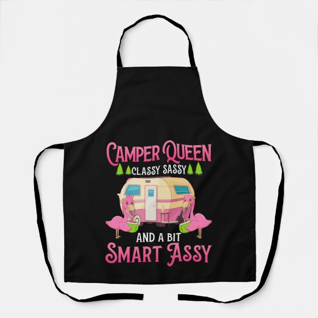 Camper Queen Classy Sassy Smart Funny Women Girls Apron (Front)