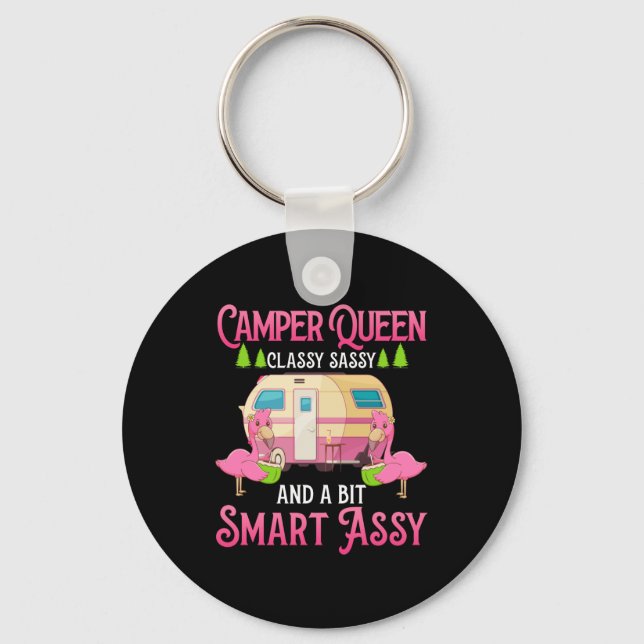 Camper Queen Classy Sassy Smart Funny Women Girls Key Ring (Front)