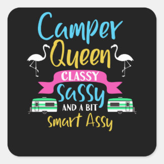 Camper Queen Classy Sassy Smart RV Outdoors Square Sticker