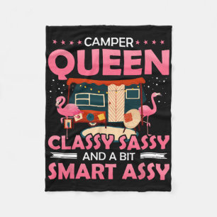 Camper Queen Cly Sy And A Bit Smart Y Funny Campin Fleece Blanket