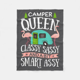 Camper Queen Cly Sy Smart Funny Women Girls Camng Fleece Blanket