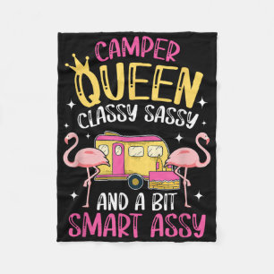 Camper Queen Cly Sy Smart Funny Women Girls Campin Fleece Blanket