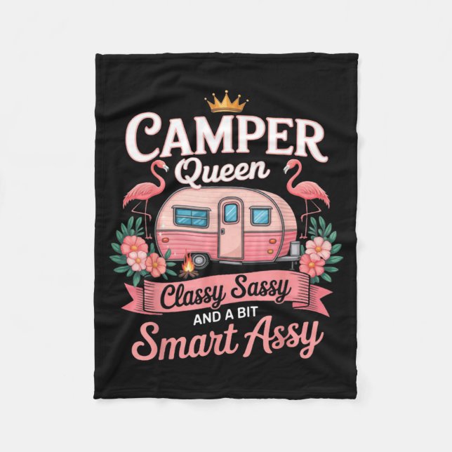 Camper Queen Cly Sy Smart Y Camng Rv Women  Fleece Blanket (Front)