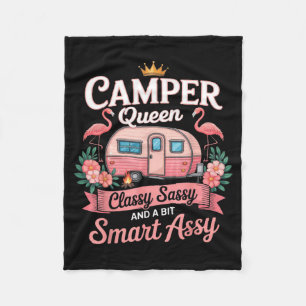 Camper Queen Cly Sy Smart Y Camping Rv Gifts Women Fleece Blanket