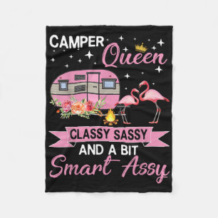 Camper Queen Cly Sy Smart Y Camping Rv Gifts Women Fleece Blanket