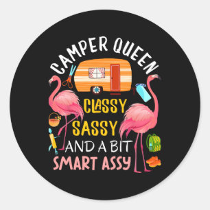 Camper Queen Cly Sy Smart Y Cool Camping Gift Rv Classic Round Sticker