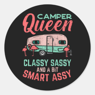 Camper Queen Cly Sy Smart Y Cute Camping Women Classic Round Sticker