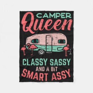 Camper Queen Cly Sy Smart Y Cute Camping Women  Fleece Blanket