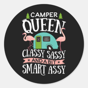 Camper Queen Cly Sy Smart Y T Shirt Camping Rv Gif Classic Round Sticker