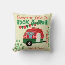 Camper Quotes Pillow - retro red green Customizabl