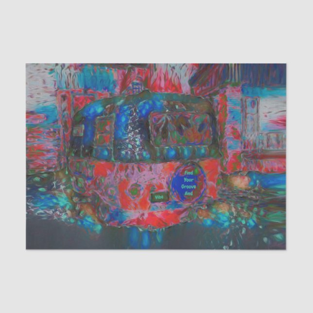 Camper Retro Hippie Find Your Groove And Vibe Tissue Paper (Front)