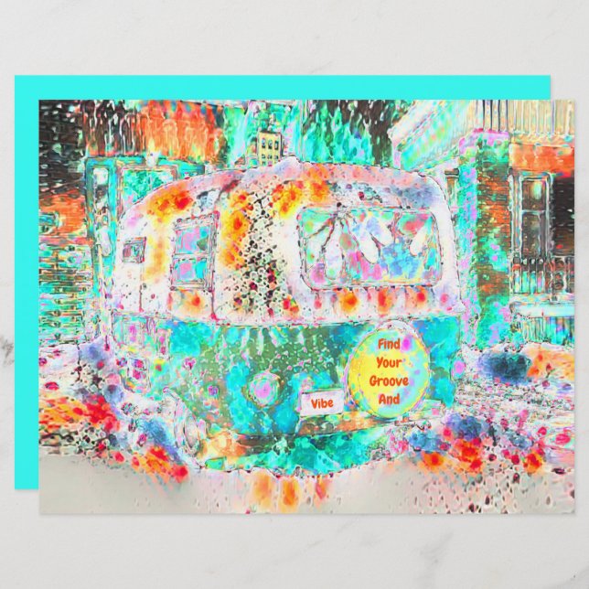 Camper Retro Hippie Green Groove And Vibe Pop Art (Front/Back)