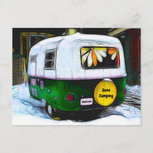 Camper Retro Retired Gone Camping Vintage Postcard