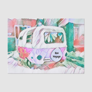 Camper Retro Vintage Hippie Bon Voyage Adventure Tissue Paper
