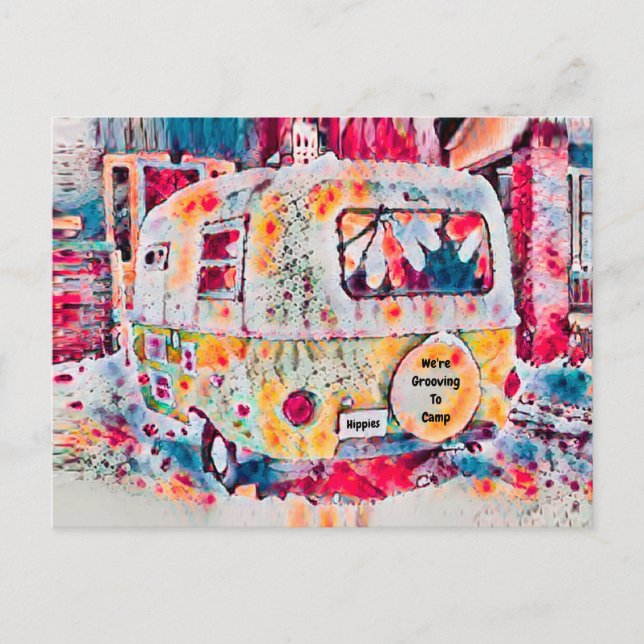 Camper Retro Vintage Travel Trailer Fun Moving Postcard (Front)