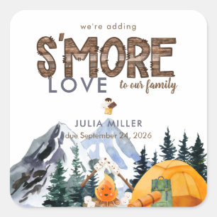  Camper   Rustic Baby Shower Favour Square Sticker