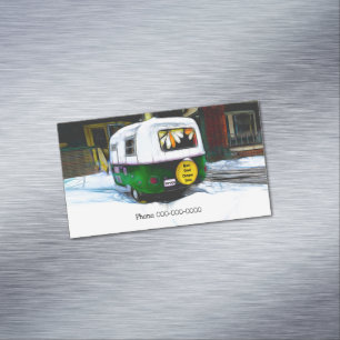 Camper Sales And Service Vintage Travel Trailer Magnetic Business Card