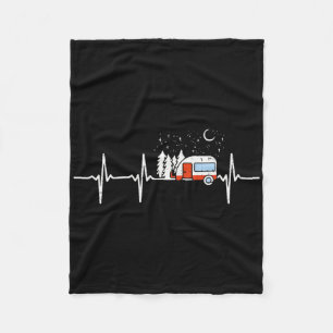 Camper Trailer Teardrop Heartbeat Rv Camping Fleece Blanket