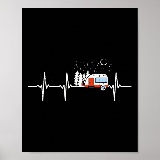 Camper Trailer Teardrop Heartbeat Rv Camping  Poster (Front)
