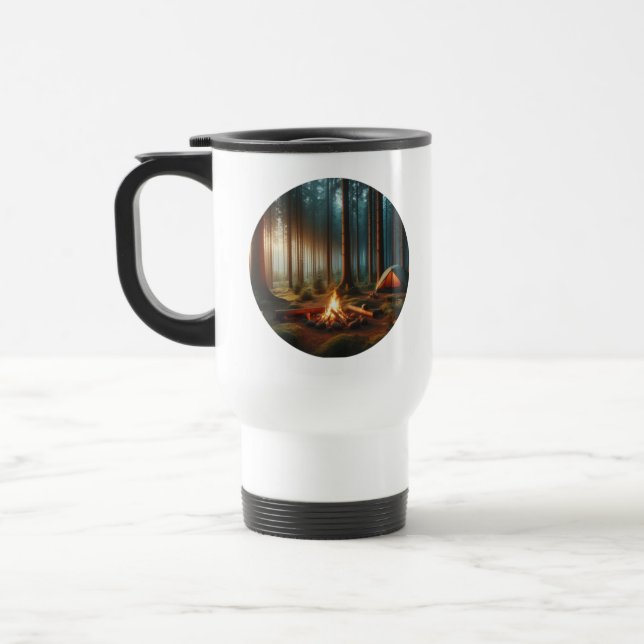 Camper Travel Mug With A Camping Site (Left)