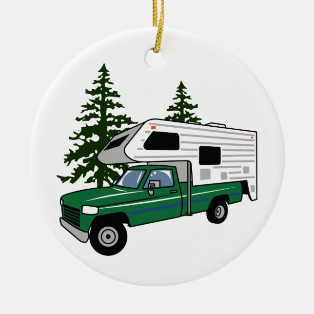 Camper Truck Ceramic Tree Decoration (Front)