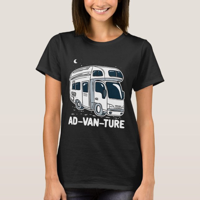 Camper Van Camping Adventure Gag T-Shirt (Front)