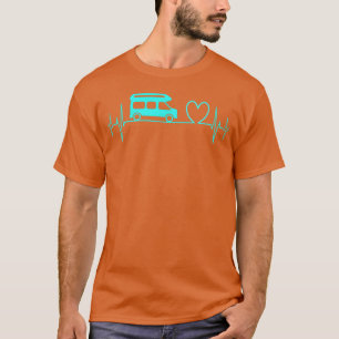 Camper Van camping Ecg heartbeat heart turquoise f T-Shirt