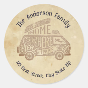 Camper Van Camping Life Quote Classic Round Sticker