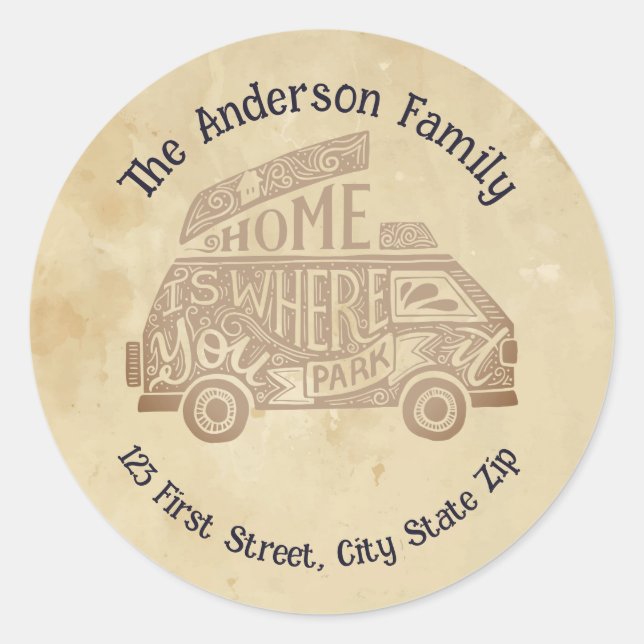 Camper Van Camping Life Quote Classic Round Sticker (Front)