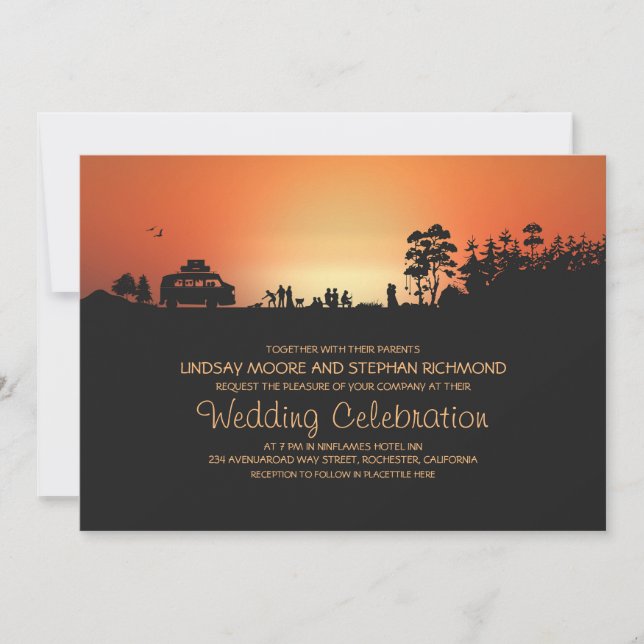 Camper van Camping Wedding Invitations (Front)
