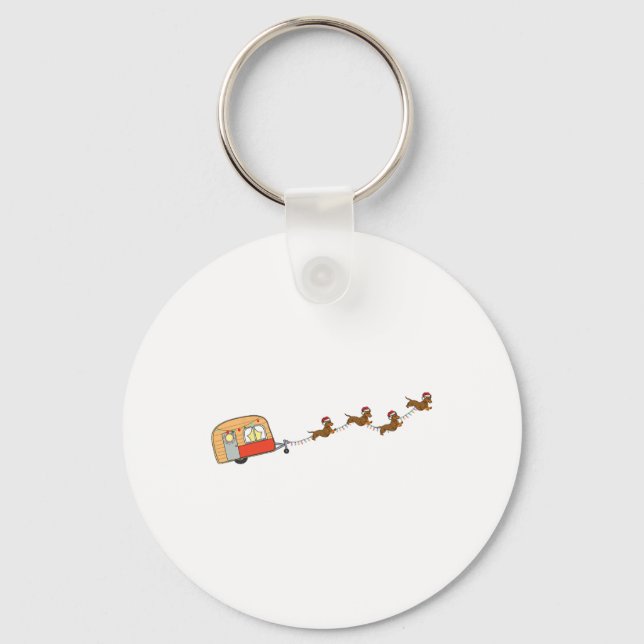 Camper Van Christmas Dachshund Sleigh Doxie Dog X- Key Ring (Front)