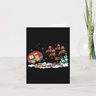 Camper Van Dachshund Dog Sleigh Santa Hat Christma Card