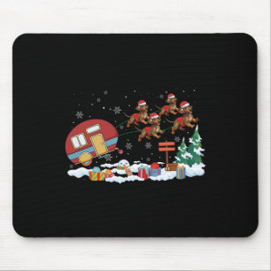 Camper Van Dachshund Dog Sleigh Santa Hat Christma Mouse Mat