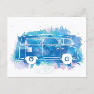 Camper Van Watercolour Postcard