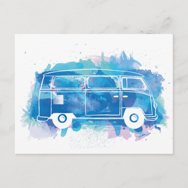 Camper Van Watercolour Postcard (Front)