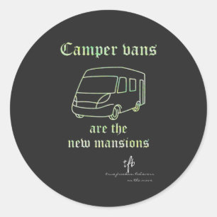 Camper Vans New Mansions Green Irid. Sm. Classic Round Sticker
