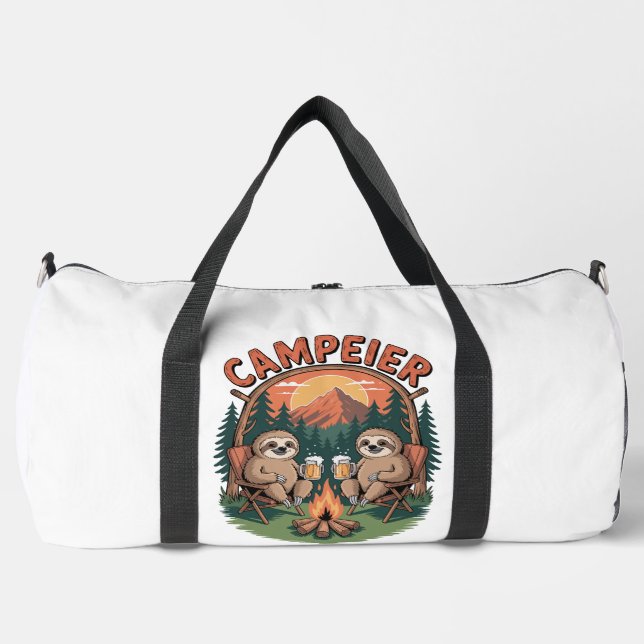 Camperier Sloths Campfire Relaxing Outdoors Duffle Bag (Front)