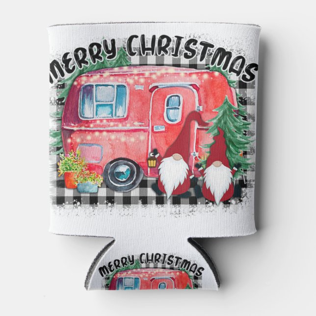 Campers merry christmas camping xmas gnomes christ can cooler (Front)